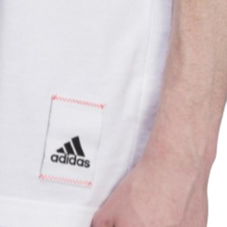 adidas Цветной блок логотип вышитый круглый вырез свободный короткий рукав футболка унисекс футболки белый светло-серый IT6401