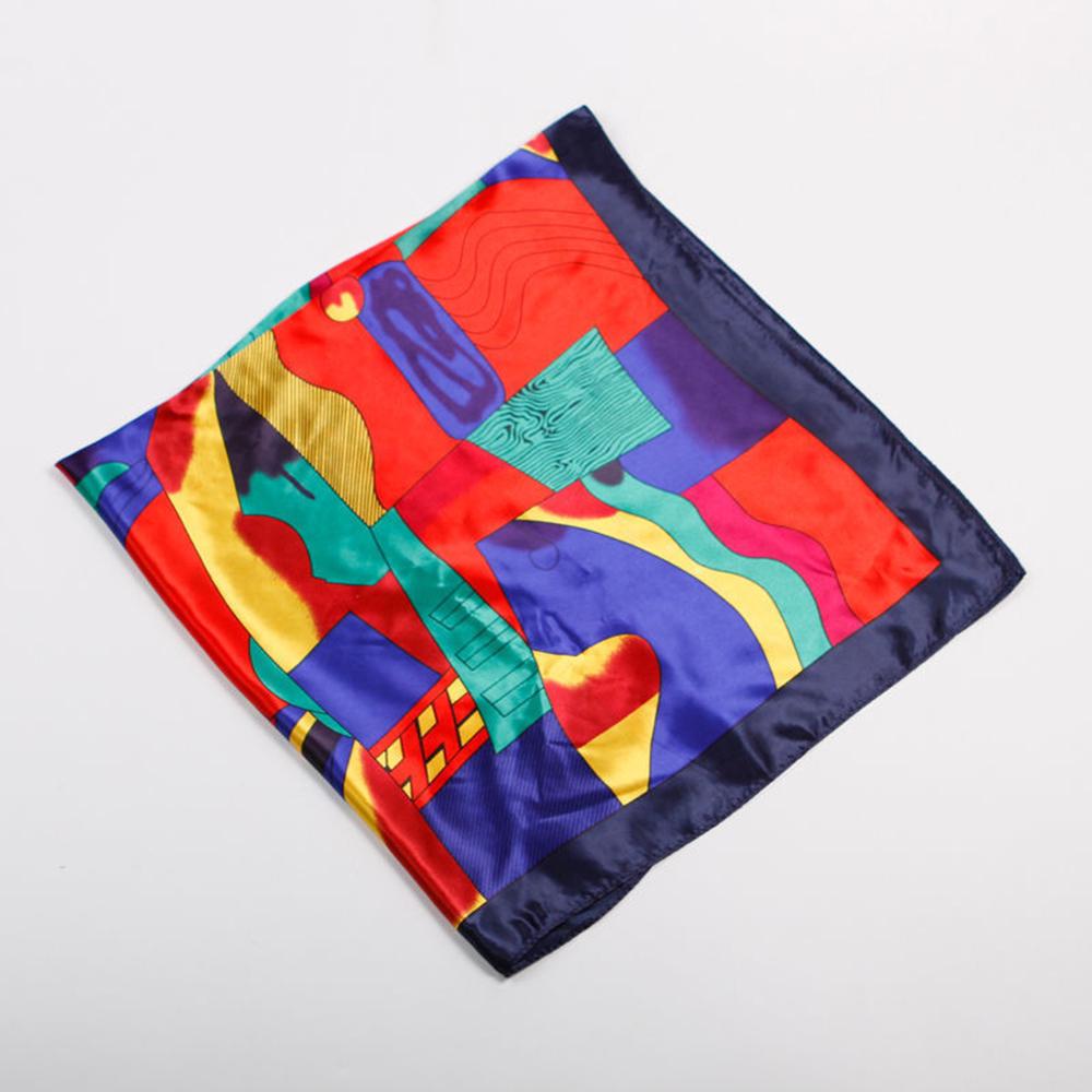 Red Picasso Paint Scarf Women's Head Print Square Fashion Satin Shawl Silk Kerchief Neckerchief