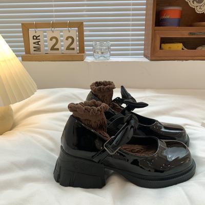 Маленькие кожаные туфли в японском стиле Jk, женские туфли в британском стиле, бисквит на толстой подошве, французские нишевые туфли Мэри Джейн, высокие каблуки, толстый каблук, черные летние