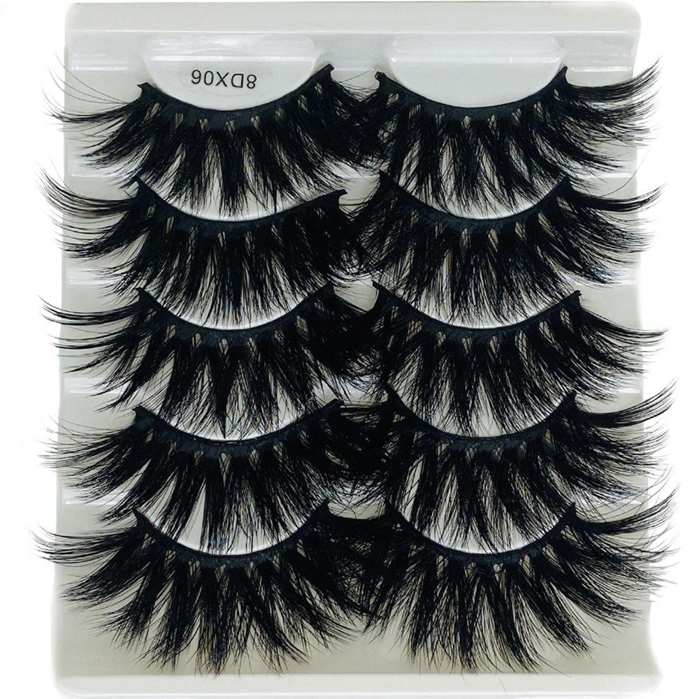 Handmade Dramatic Criss-cross Wispies Fluffies False Eyelashes 8D Mink Hair Thick Long