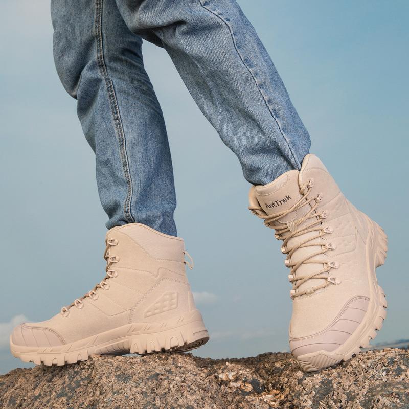 Large size outdoor land boots combat boots military boots hiking wear-resistant mountaineering boots wear casual boots