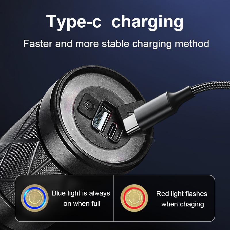 Мощный светодиодный фонарик 300 Вт, масштабируемый фонарик с высокой яркостью 500000 лм, встроенный аккумуляторный фонарь, водонепроницаемый фонарик, перезаряжаемый фонарик