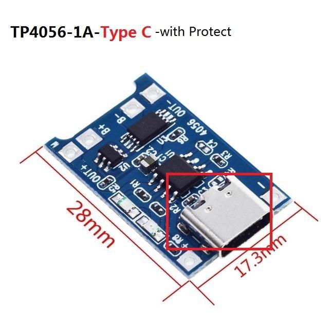 1A Type-C/Micro/USB 5V 1A 18650 TP4056 Плата модуля зарядного устройства для литиевой батареи с двойной защитой