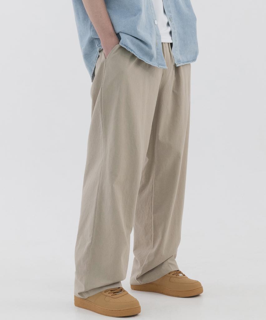 PIANER Linen-Like Semi-Wide Pants (Beige)