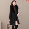 Autumn and Winter Thickened Woolen Women's Coat Long Fur Collar Coat