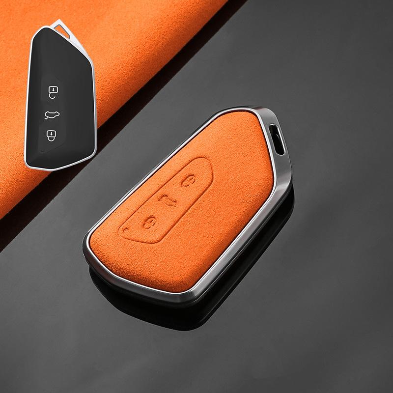 Interior Mouldings Aluminum Alloy Turn Fur for VW Volkswagen Golf 8 Mk8 2020 Skoda 3 Button Smart Remote Car Key Case Cover Ring