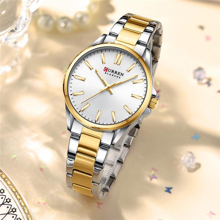CURREN 9090 Women's Business Waterproof Watch, Personalized Simple Steel Band Watch, Couple's Watch