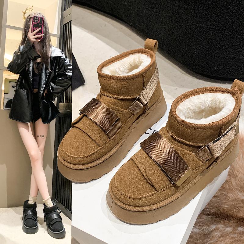 Fashion Cow Suede Winter Women's Shoes Fashion Snow Boots for Women Flat Designer Platform Boots Casual Thickening Luxury Boots Women