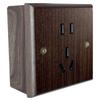 Black Walnut Solid Wood Brass Lever Retro Switch Panel Wall Mount 86 Open Line Box Surface Three Open 16A Socket