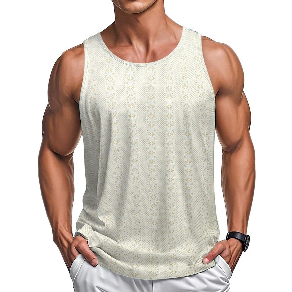 Men's Summer Hollow Round Neck Vest Casual Beach Loose Vest