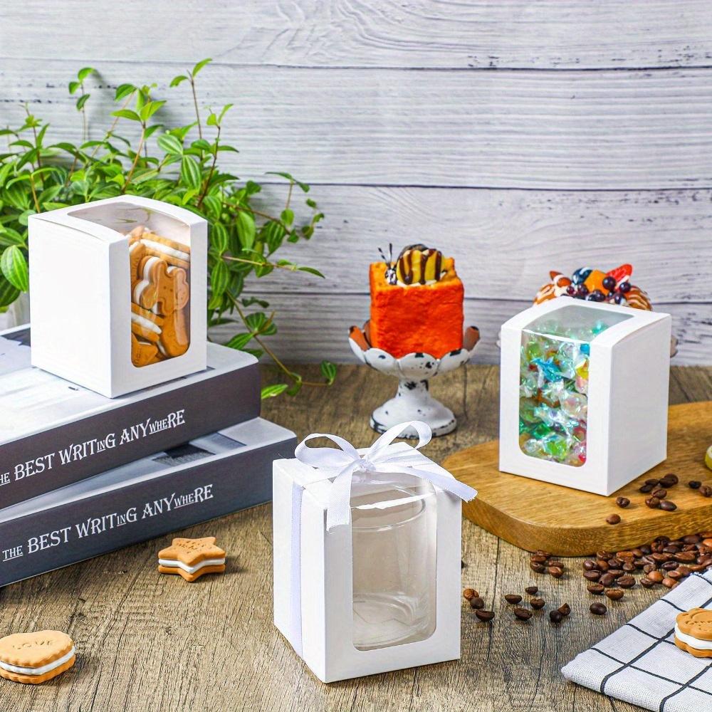 14 шт. белых бумажных подарочных коробок с прозрачным окном и белой лентой, подарочная коробка для бокалов вина, витрина для стеклянной посуды, подарочные коробки для свадьбы, дня рождения