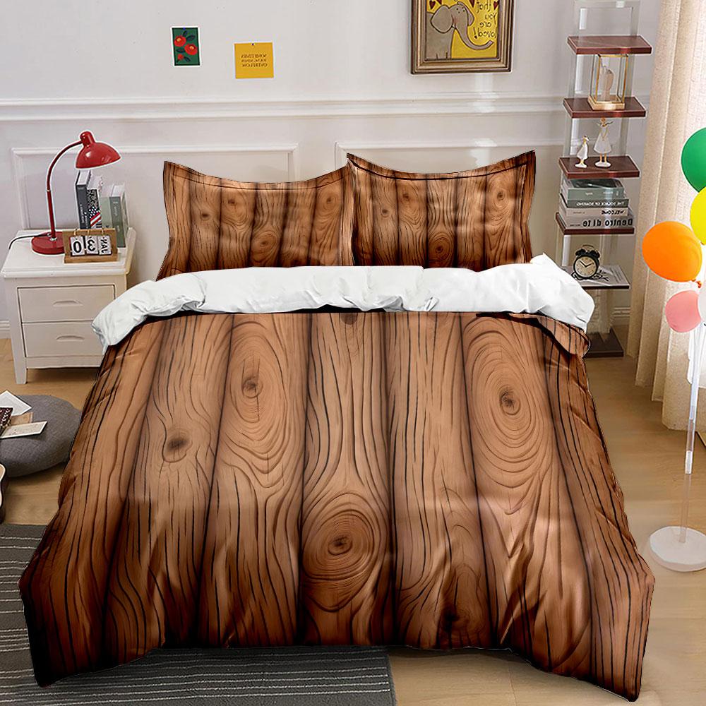 Wooden Texture Pattern Bedding Duvet Cover Set (1*Duvet Cover 2*Pillowcases, without duvet insert)