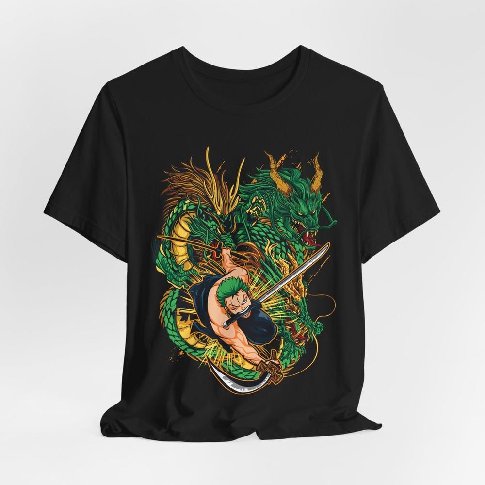 Zoro Dragon Graphic T-Shirt Tee Tops, Japanese Anime Art Unisex Jersey Short Sleeve Shirt,