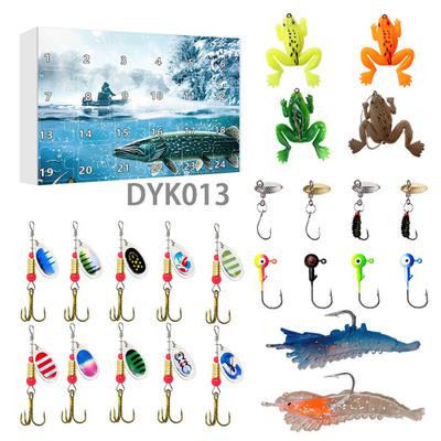 Адвент-календарь рыболовных приманок на 2025 год, 24-дневная коробка для обратного отсчета с приманками-сюрпризами, праздничный декор для обратного отсчета, рождественский подарок для мужчин, мальчиков, рыболовов