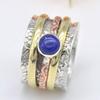 Lapis Ring, 925 Silver Ring, Three Tone Ring, Statement Ring, Boho Ring, Christmas Ring, Unisex Gift, Silver Ring