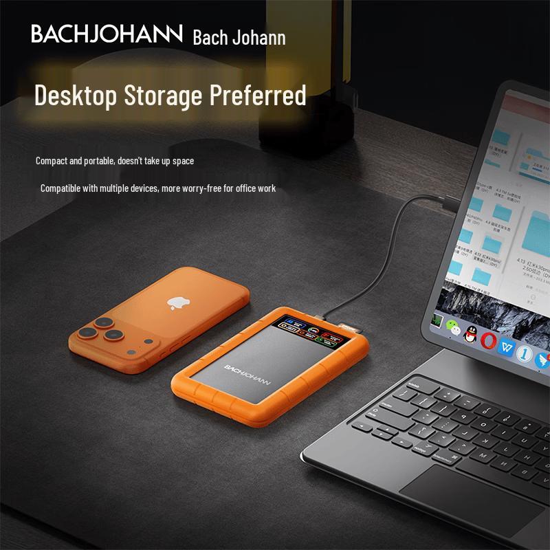 Bach John HD-01 Rugged 1TB Portable External Hard Drive with Digital Display