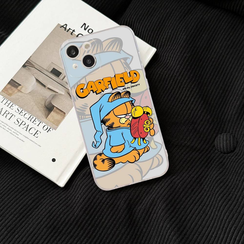 Cartoon Funny G-Garfield For iPhone 11 12 13 14 15 16 17 Pro Max Plus 13 Mini Silicone Soft Transparent Back