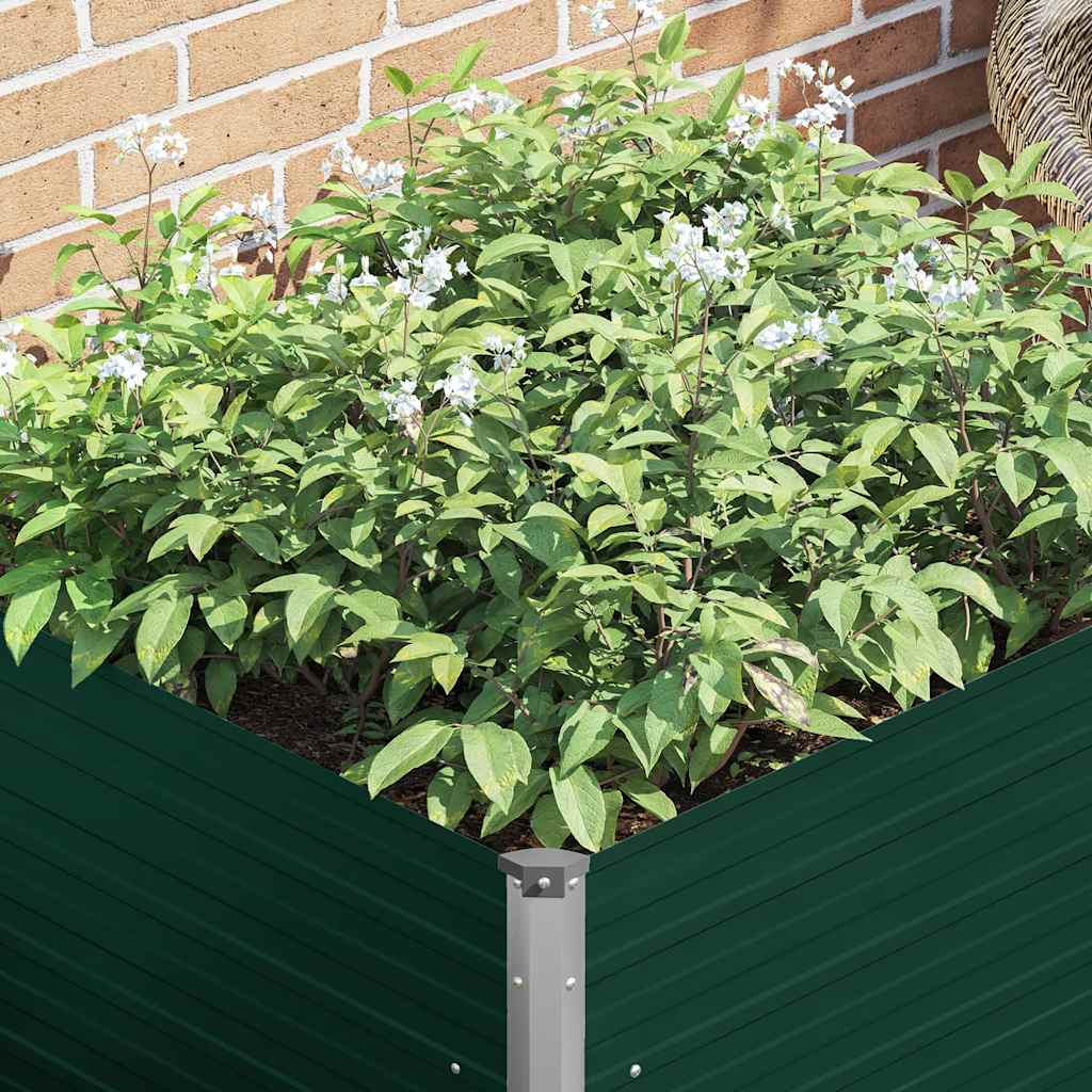 Raised Garden Bed 100 x 100 x 77 cm Galvanized Steel Green