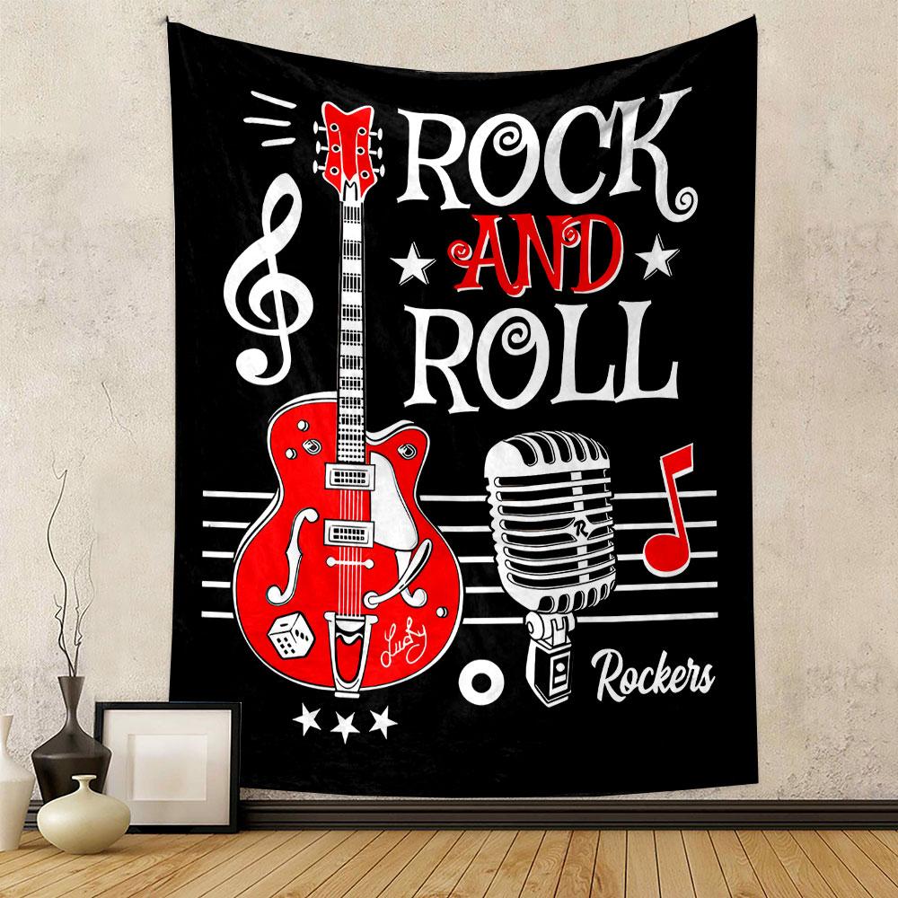 Rock and Roll Guitar Design Patterned tapestry home decor, suitable for bedroom and living room, gift