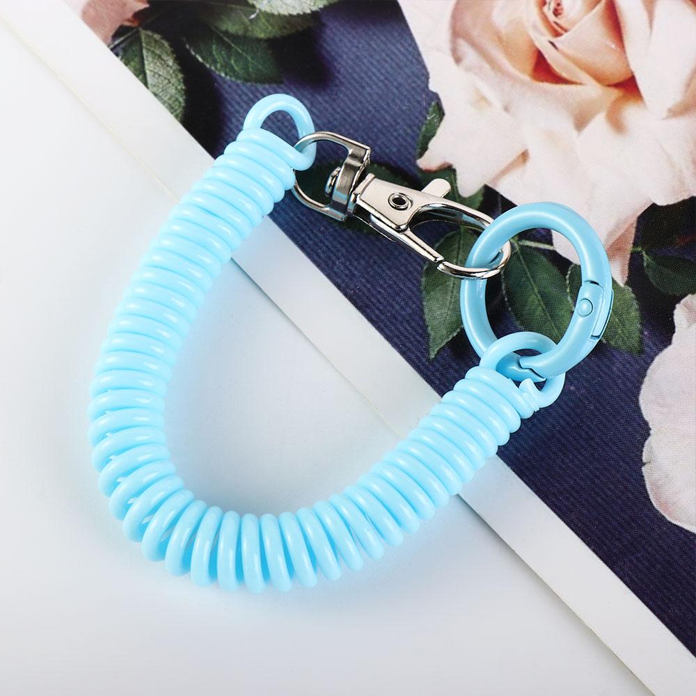 With Metal Clasp Key Chain Holder Key Hooks Keyring Stretch Spring Coil Anti-lost Lobster Clasp