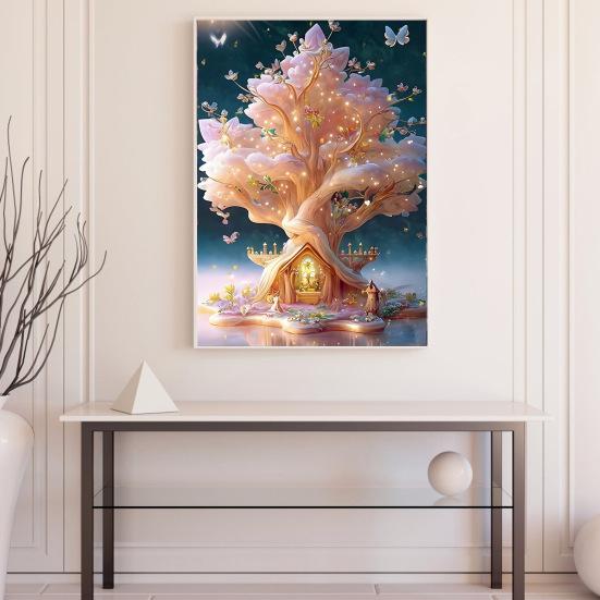 Картина со стразами 5D Дерево Луна Пейзаж Полная дрель Блестящие стразы Вышивка Красочные DIY Художественные ремесла Ручная работа Украшение стен дома Горный хрусталь