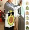 Cooking Apron Grease Soft Texture Resistant Flax Avocado Printed Kitchen Long Bib Household