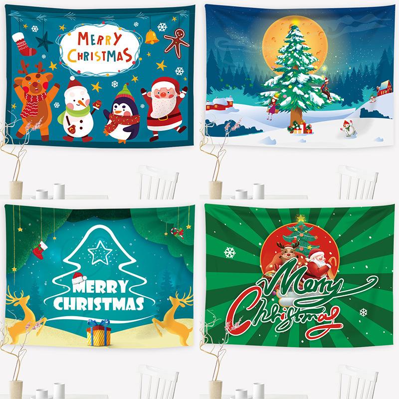 Рождественская Елка Гобелен Санта Клаус Висит Ткани Фон Ткани Рождественская Елка