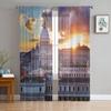 City Building Landscape Sheer Curtain For Living Room Bedroom Voile Curtains For Window Organza Curtains Party Tulle Drapes
