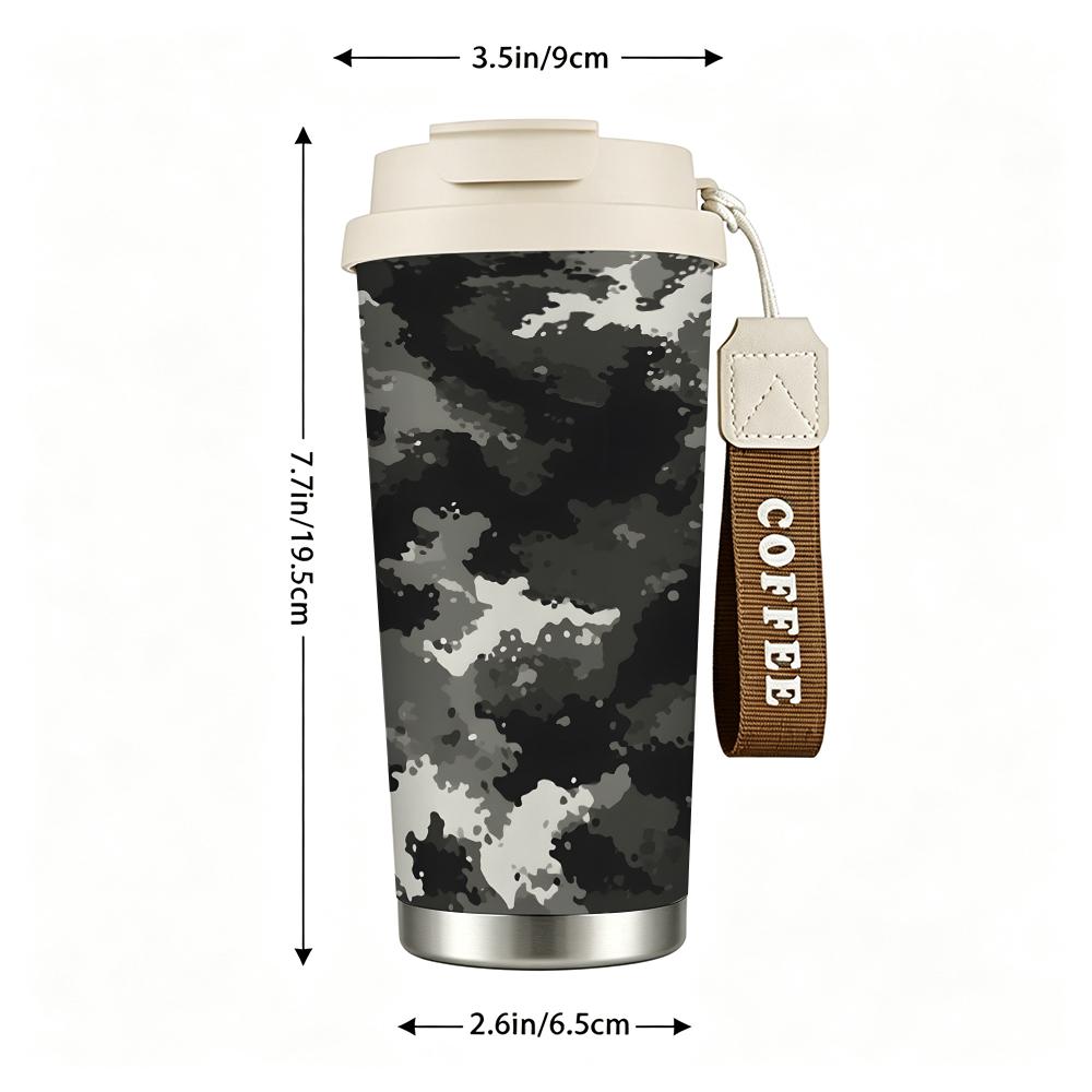 Urban Camouflage Pattern Stainless Steel Insulated Coffee Tumbler Vacuum Thermal Travel Mug Leakproof Cup for Commute Hiking Outdoor