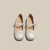 Inner Height Increase Yellow Bow Mary Jane Single Shoes Women's Shoes 2025 Spring and Summer with Skirt Ballet Beanie Shoes