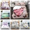 Постельное белье с 3D-печатью в виде цветов, пуховые пододеяльники для женщин и девочек, наволочки, подарочные наборы для двуспальных и двуспальных кроватей из 2/3 предметов, домашний текстиль из сверхтонких волокон