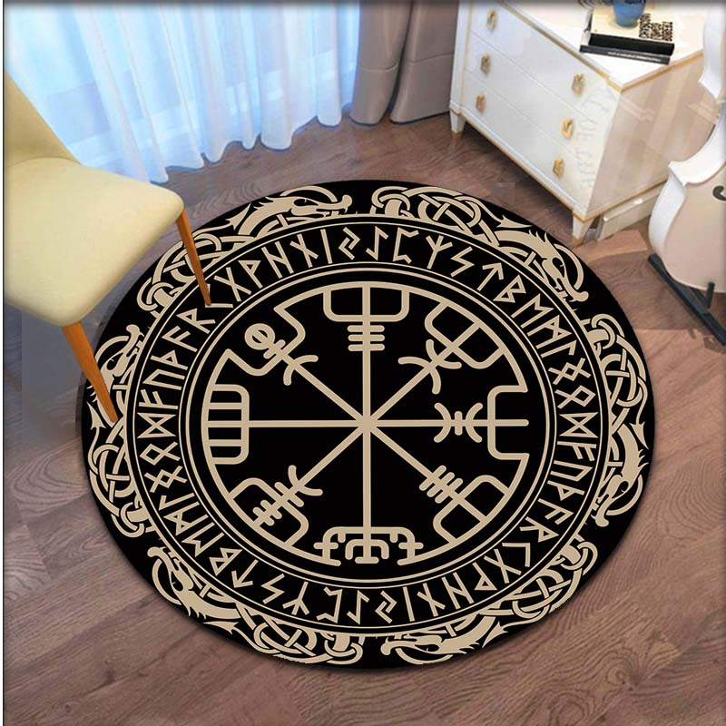 Viking Vegvisir круглый коврик ковер для йоги Нескользящий детский ковер для прихожей прикроватный кухонный ковер напольный коврик для детской комнаты