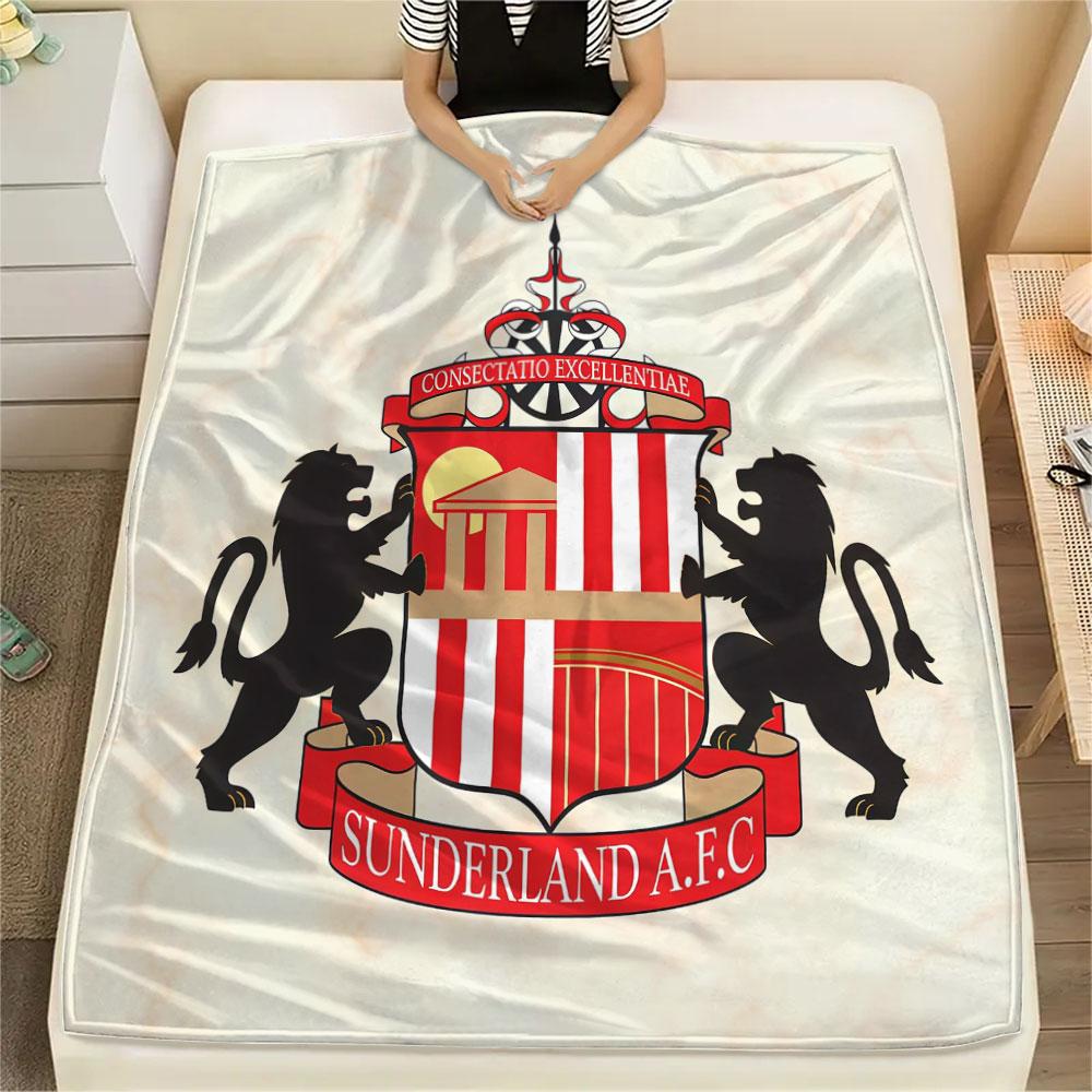 1PC Sunderland Association Football Club Patterned Flannel Blanket Suitable For All Seasons for Home Decor Warmth and Comfort Gifts Holiday Present