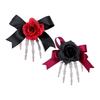 1pc Haunted Style Skeleton Hand Hair Clip Contrast Rose Bows Practical Plastic For Themed Dressing Up Event