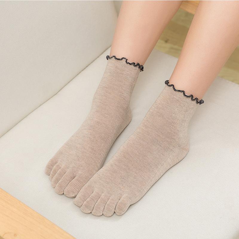Cotton Five Finger Socks For Woman Edge Curl Fashions Colorful Loose Harajuku Short Socks With Toes Japanese Split Toe Socks
