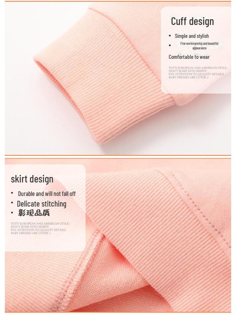 2024 Весна Хлопковый Свитшот для Девочек с Мультяшным Рисунком - Круглый Вырез