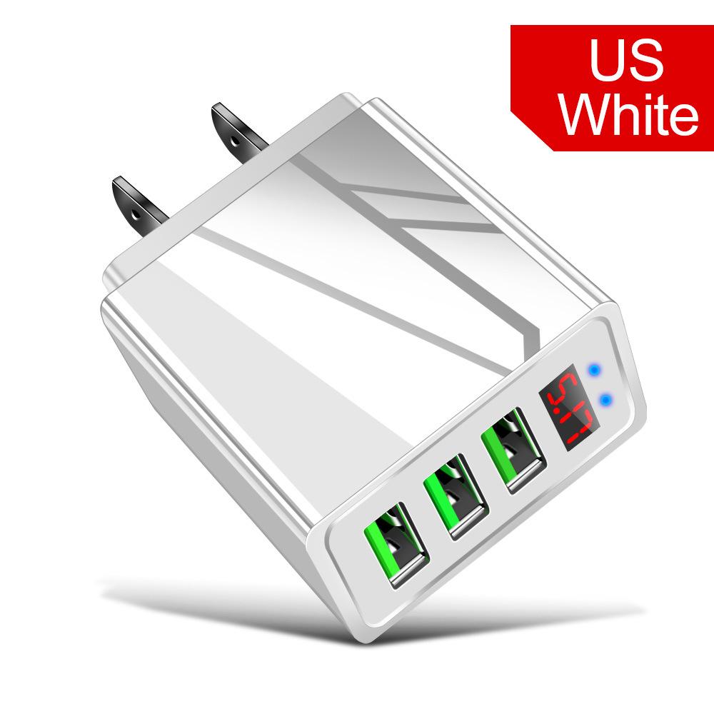 3-портовое USB-зарядное устройство с экраном - Адаптер питания для розетки UK, US, EU для путешествий