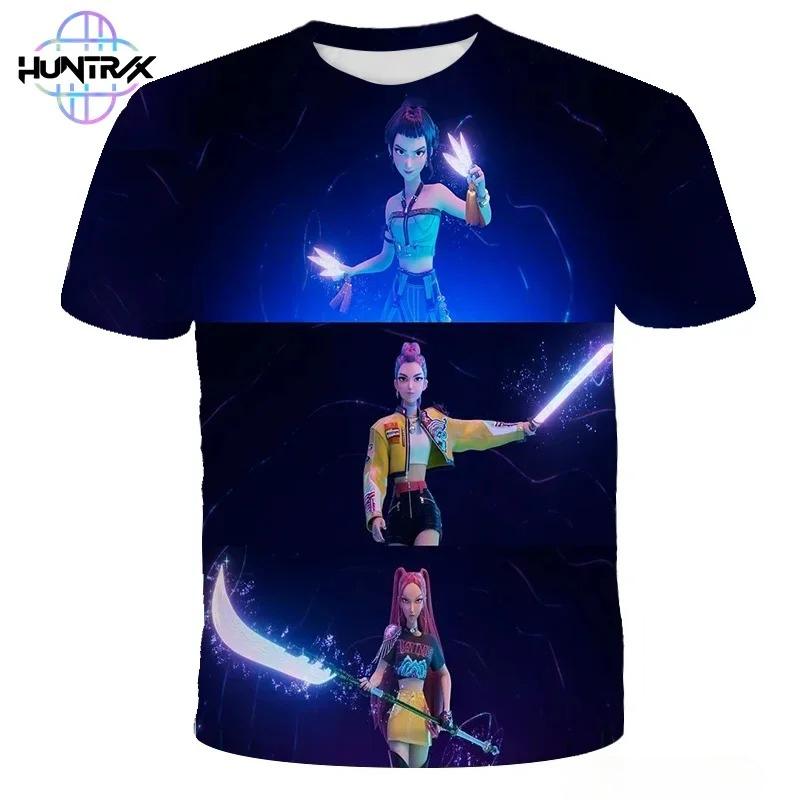 Kpop Охотники на демонов 3D-печать Спортивная Быстросохнущая Дышащая Футболка для Мальчика Девочки На Открытом Воздухе Харадзюку Хип-хоп Аниме Детская Футболка с Коротким Рукавом