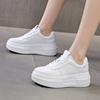 2025 Summer New Thick-soled Little White Shoes Women's Mesh Solid Color Heightening Women's Shoes Casual Breathable Sports Board Shoes