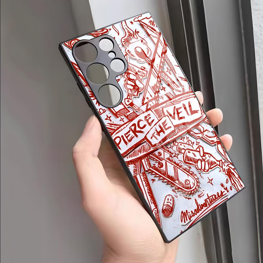 Чехол для телефона P-Pierce The Veil Band для S24 Ultra Samsung S23 Fe S22 S20 S21 Plus Galaxy A54 A34 A24 A53 Note 20 Стеклянная крышка