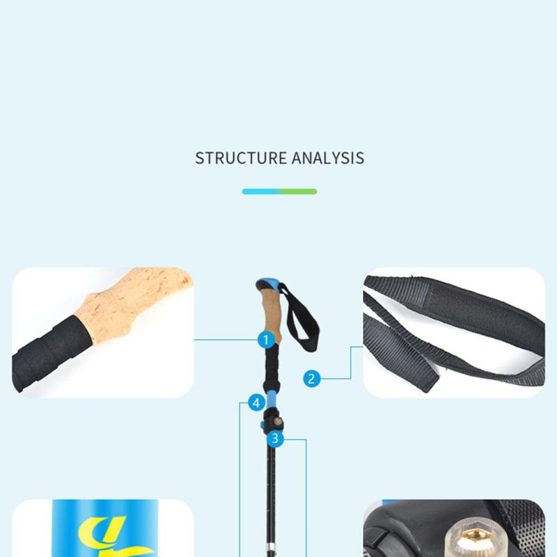 Ручка для треккинговой палки, 5-секционная складная походная трость, треккинговые палки, альпеншток Hssiking