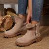 Side Zip Short Plush Snow Boots Women 2025 Winter Round Toe Thick Bottom Medium Heel Ankle Boots Warm Non Slip Booties