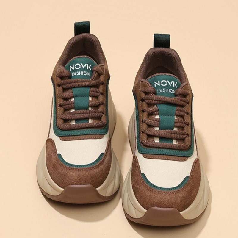 Autumn and Winter Soft Leather Forrest Gump Shoes for Women Casual Heightened Thick-soled Dad Shoes