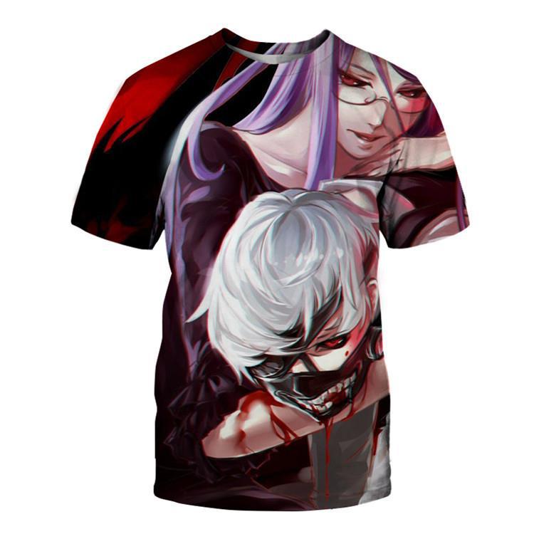 Мужская футболка Tokyo Ghost свободного кроя с цифровой 3D-печатью, с круглым вырезом и короткими рукавами