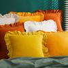 Ruffled Edge Minimalist Solid Color Velvet Pillow Cover For Home Decor Sofa Bed Throw Cushion Window Seat Lumbar Support Pillow Case