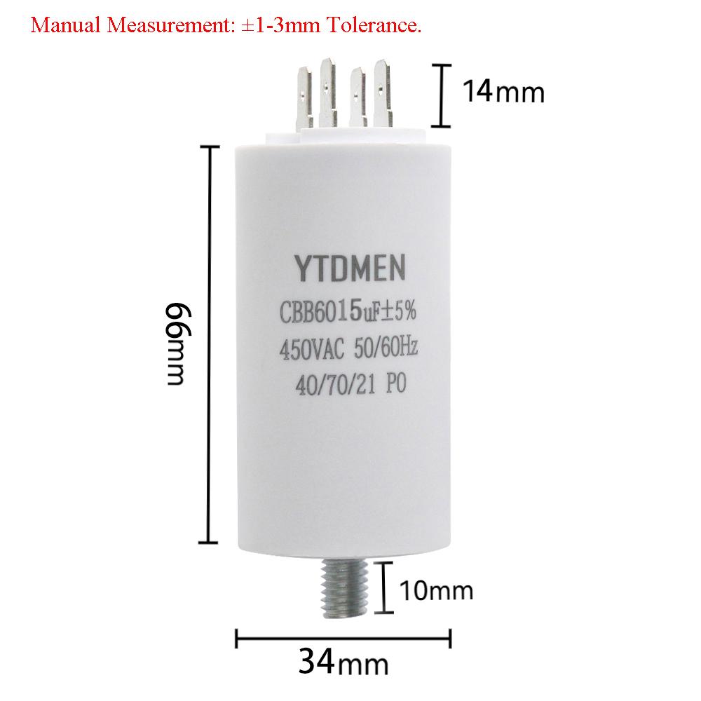 CBB60 Capacitor with Screws AC 450V 4 Pin Dual Insert Motor Run Capacitors 4UF-60UF for Washing Machine Air Water Pump 12uf 16uf
