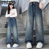 Girls' Jeans Spring and Autumn Style Loose Girls' Straight Leg Children's Pants