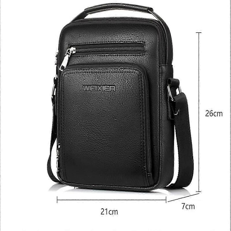 Leather Messenger Bag Men's Crossbody Bags Vintage Shoulder Bag Business Satchel Laptop Bag for Travel Hiking and Working-Black---Black-