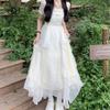 French White Short-sleeved Dress Female Summer Premium Long Dress Waisted Thin Gentle Vacation Party Dress