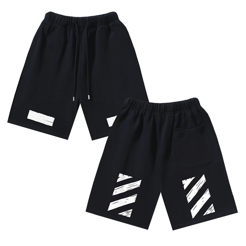 1210 Off-White 2026 Spring/Summer New OW Graffiti Slant Stripe Printed Men's and Women's Casual Loose Shorts